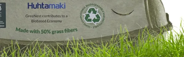 Un emballage à base d'herbe et de papiers recyclés