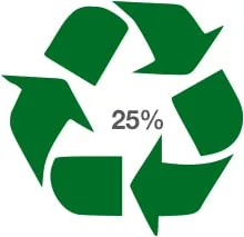 Logo du recyclage avec le pourcentage de matériaux recyclés pour fabriquer le produit sur lequel il est présent.