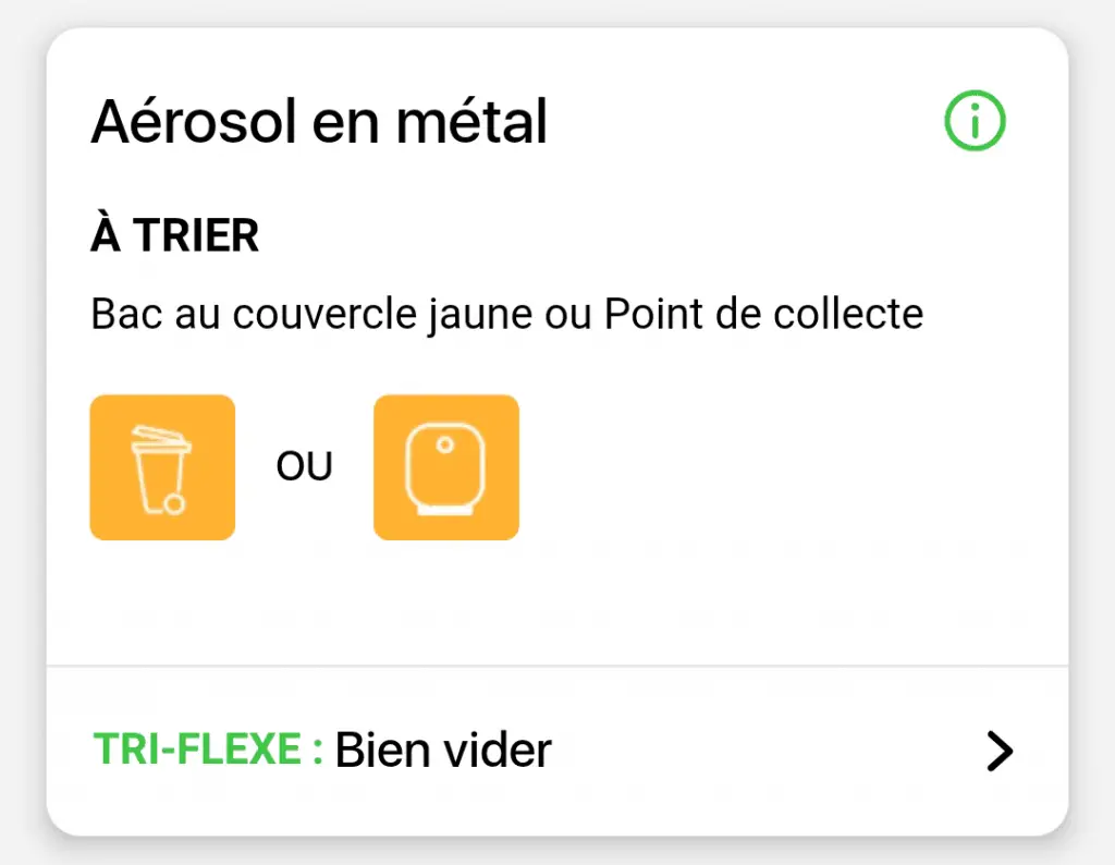 Recyclage dans les bacs à couvercle jaune ou point de collecte