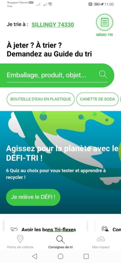 Indiquer votre localisation pour obtenir la consigne de tri